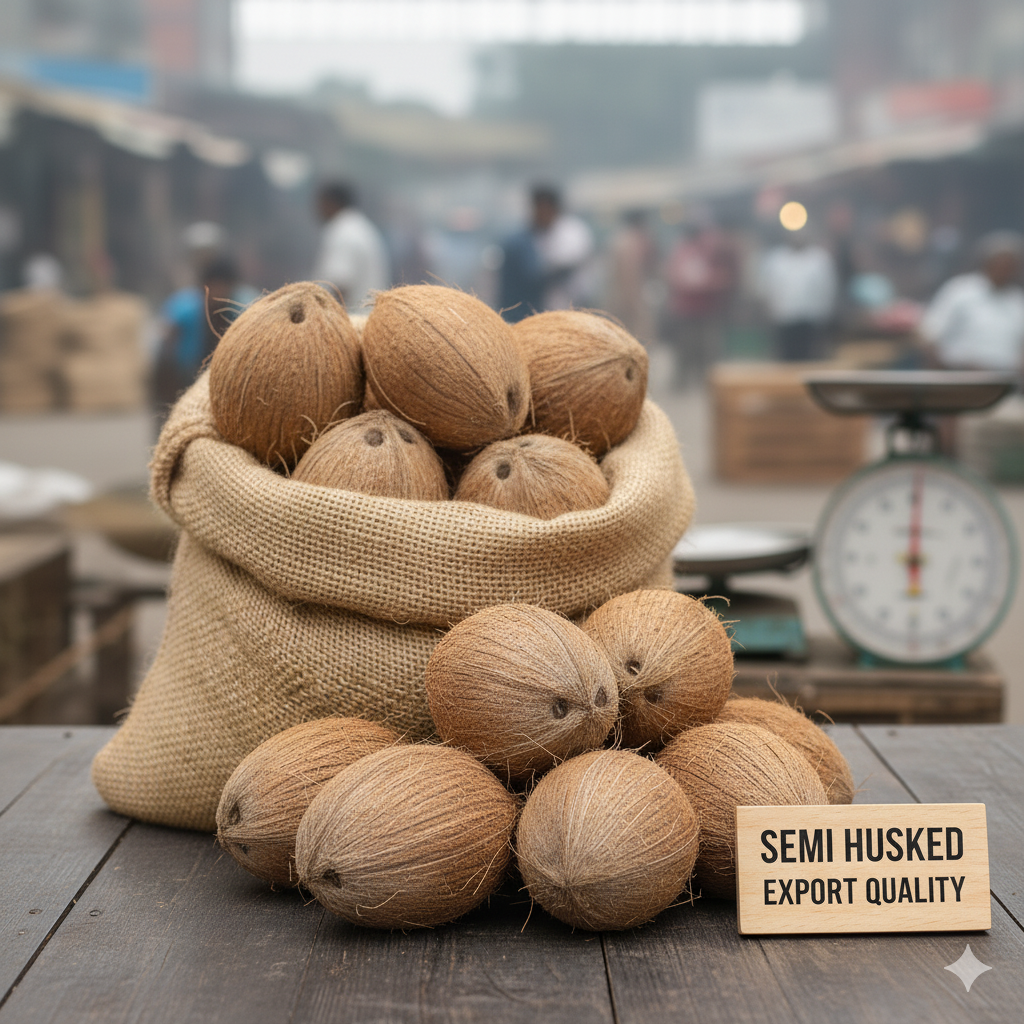 Semi Husked Coconuts